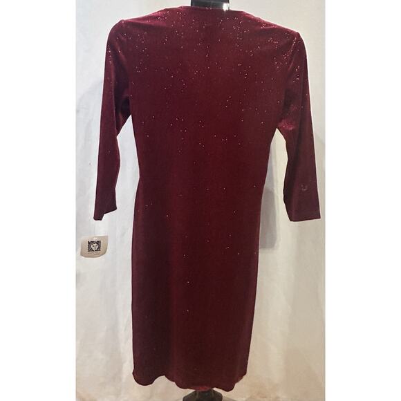 NWT Anne Klein Red Glitter Dress size 4 - Picture 3 of 5